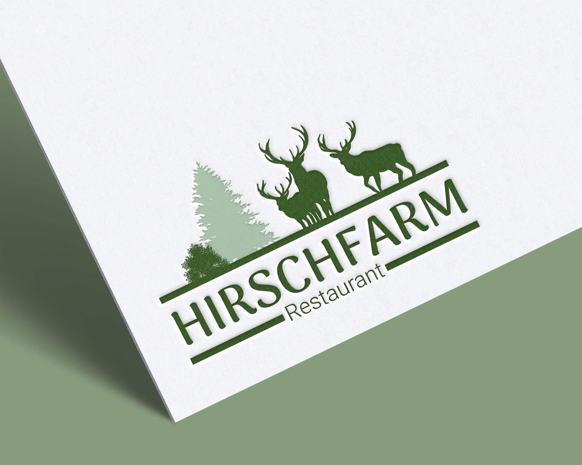 Mockup - Logo für Restaurant Hirschfarm - Designet von GoClick - Referenz